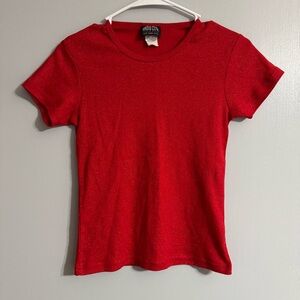 New York Vibe Bold Red Women's Short Sleeve Tee Size Small